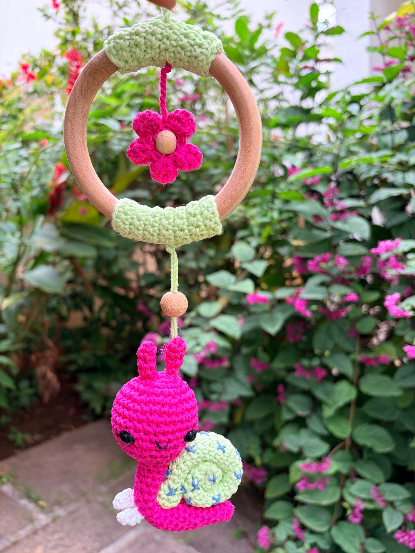 Pink Snail baby mobile