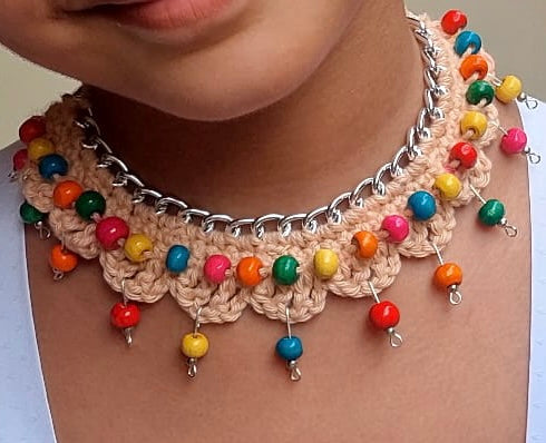 Colourful bead crochet necklace