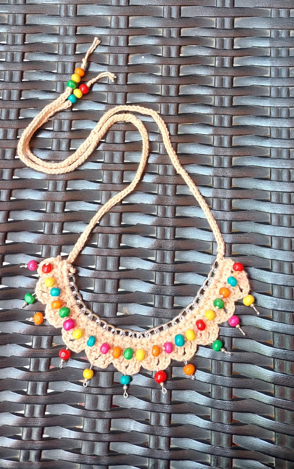 Colourful bead crochet necklace